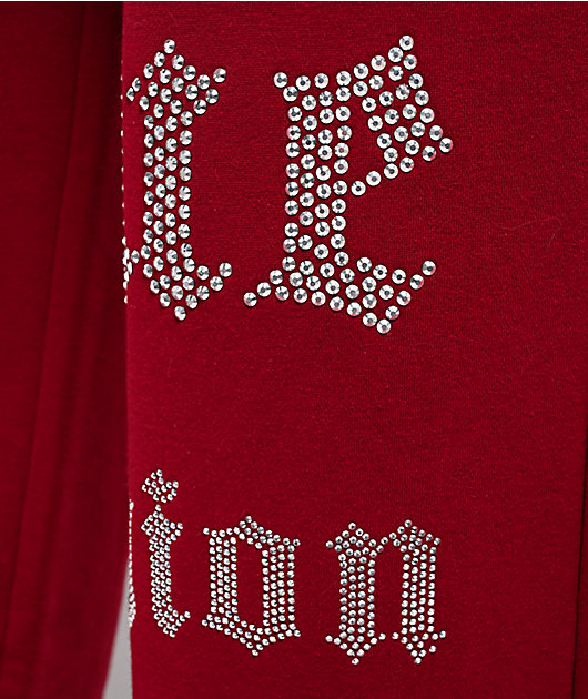 True Religion Crystal Red Wide Leg Sweatpants