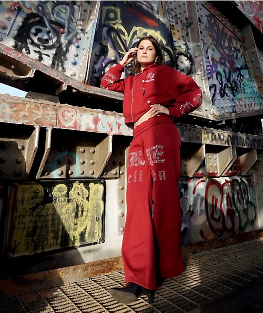 True Religion Crystal Red Wide Leg Sweatpants | Zumiez