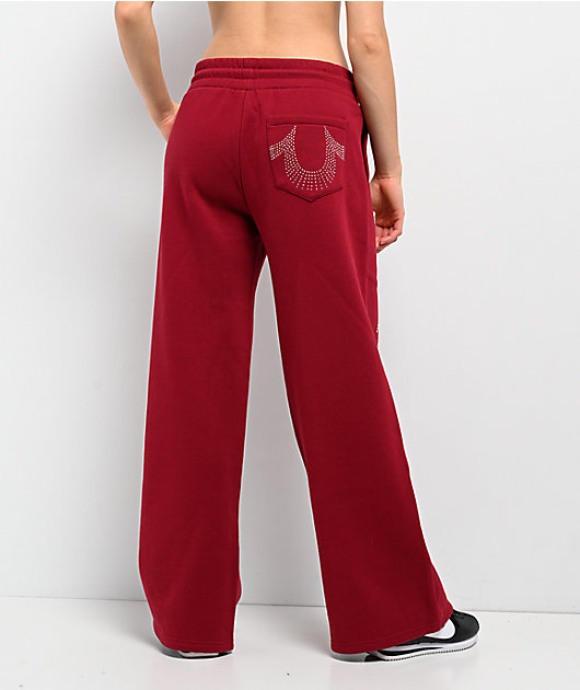 True Religion Crystal Red Wide Leg Sweatpants | Zumiez