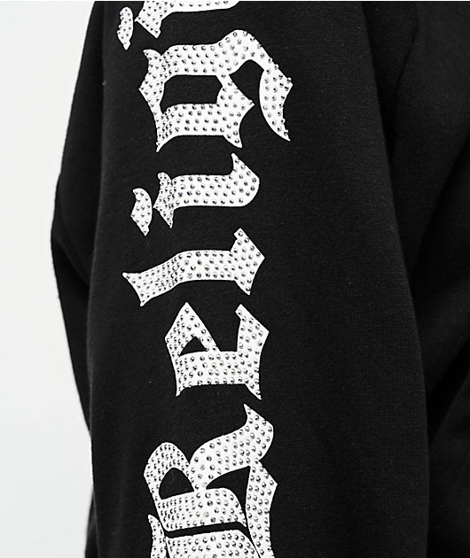 True Religion Crystal Relaxed Black Zip Hoodie | Zumiez
