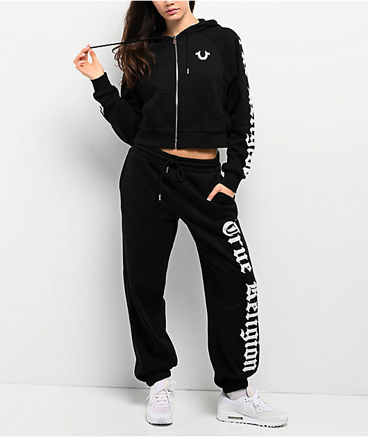 True Religion ブラックパーカー M レディース crs_true-w-p03