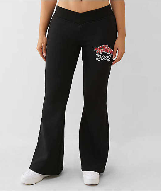True Religion Crystal V Black Flare Sweatpants | Zumiez