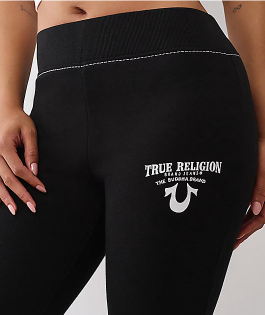True Religion Crystal Wing Big T Black Flare Sweatpants | Zumiez