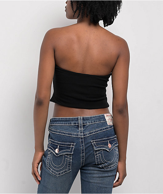 True Religion Crystal Wing Black Tube Top