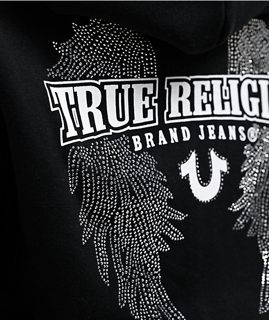True Religion Crystal Wing Black Zip Hoodie