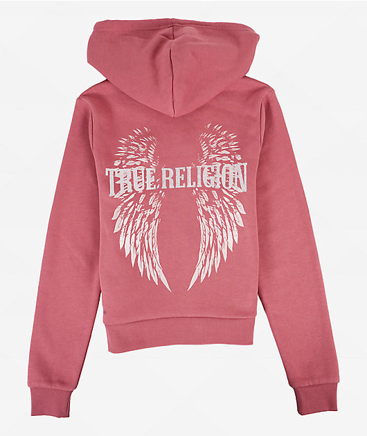 True Religion Crystal Wing Mauvewood Zip Hoodie | Zumiez