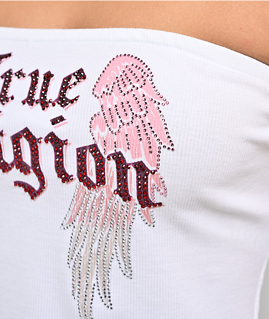 True Religion Crystal Wing White Tube Top