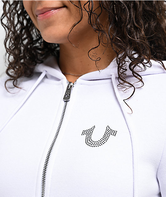 True Religion Crystal Wing White Zip Hoodie | Zumiez
