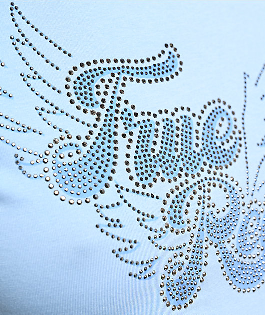 True Religion Crystal Wings Blue Crop T-Shirt