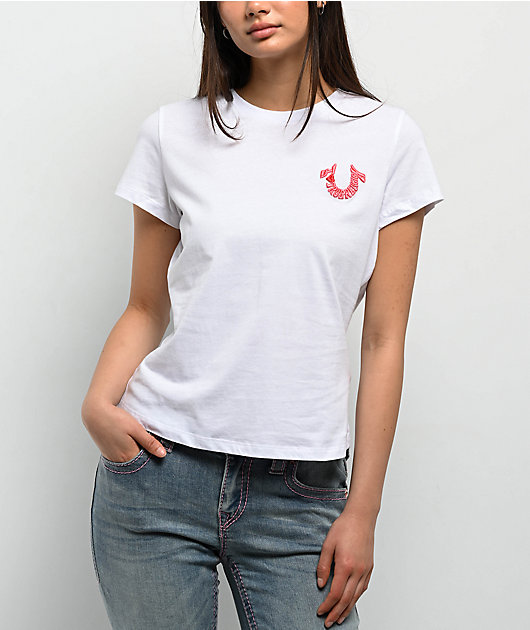 True Religion Embroidered Horseshoe White T-Shirt