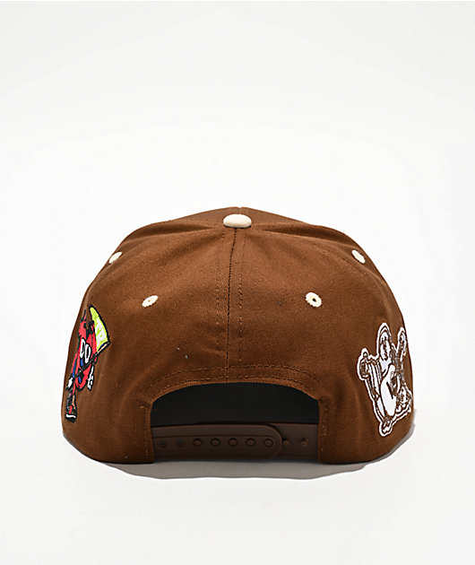 True Religion Embroidered Multi Logo Muse Dark Brown Snapback Hat