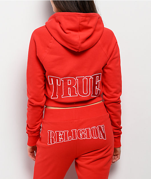 True Religion Embroidered Terry V Notch Scarlet Hoodie | Zumiez