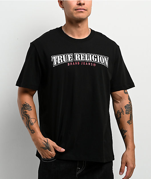 True Religion Flocked World Tour Black T-Shirt