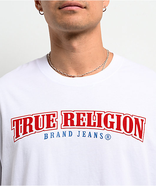 True Religion Flocked World Tour White T-Shirt | Zumiez