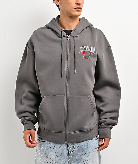 True Religion Groovy Buddha Grey Zip Hoodie