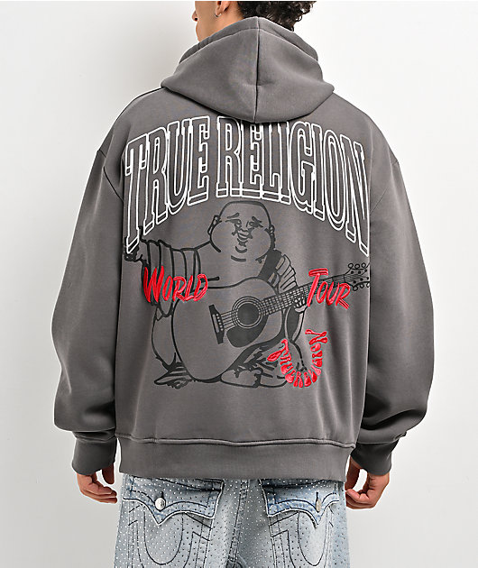 True Religion Groovy Buddha Grey Zip Hoodie