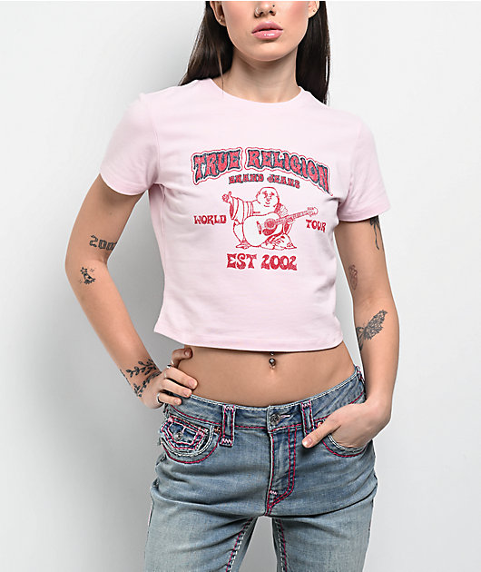 True Religion Heritage Pink Crop T-Shirt | Zumiez