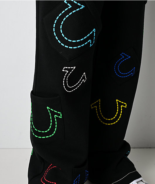 True Religion Horseshoe Big T Black Baggy Sweatpants