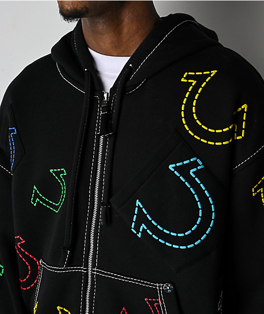 True Religion Horseshoe Big T Black Zip Hoodie