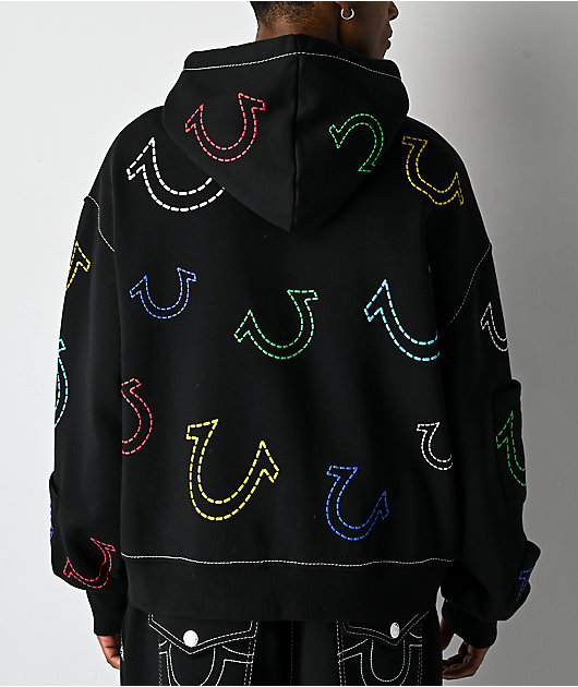 True Religion Horseshoe Big T Black Zip Hoodie