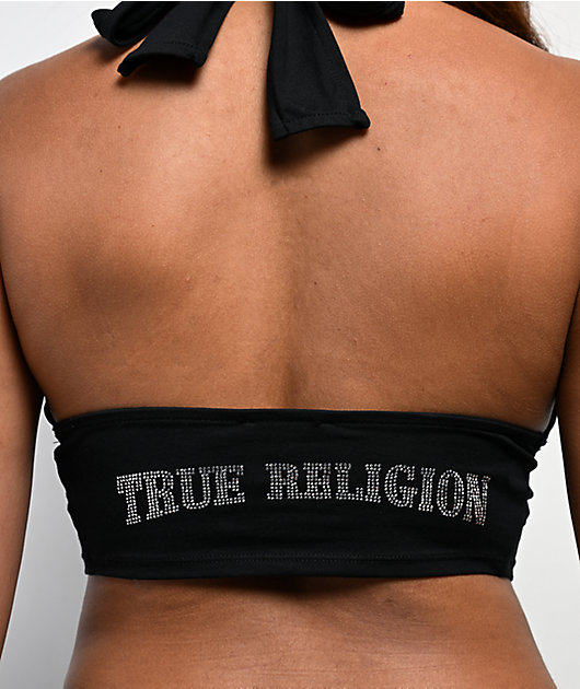True Religion Horseshoe Black Bandeau Halter Top