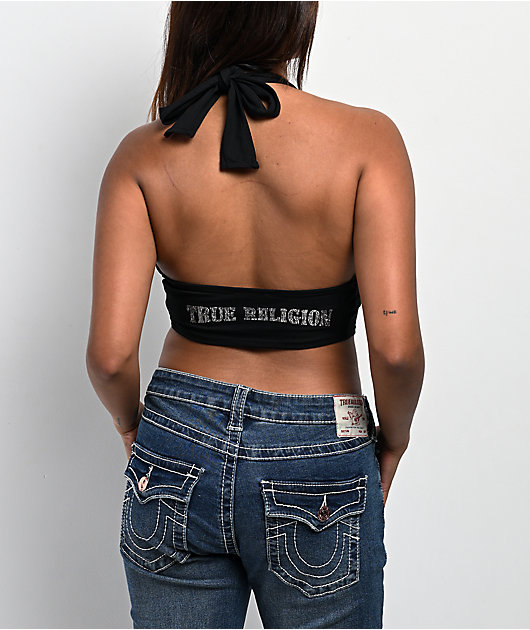 True Religion Horseshoe Black Bandeau Halter Top