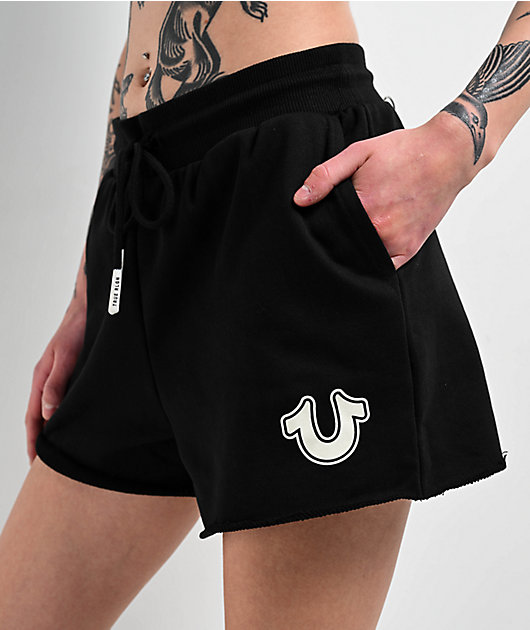 True Religion Horseshoe Black Lounge Shorts Zumiez