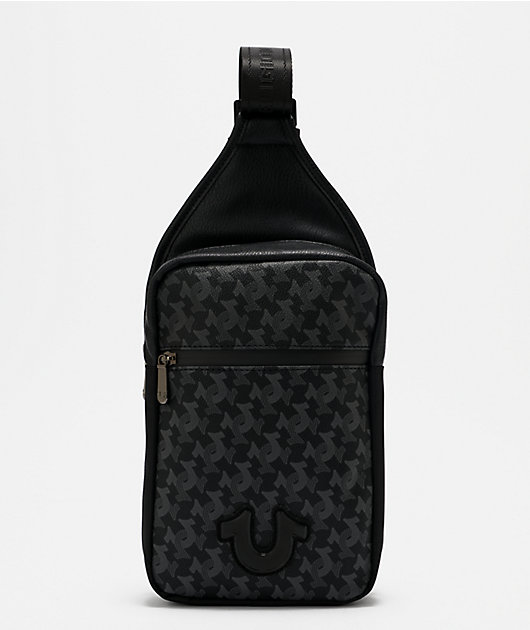 True Religion Horseshoe Monogram Black Crossbody Bag