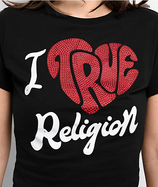 True Religion I Love TR Black Crop T-Shirt | Zumiez