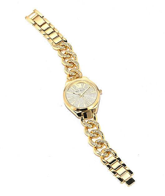 True Religion Iced Link Gold Analog Watch