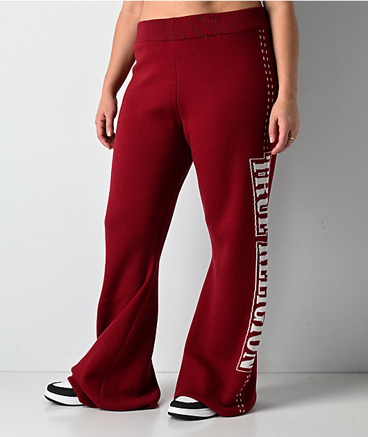 True Religion Jacquard Rhubarb Red Wide Leg Sweatpants