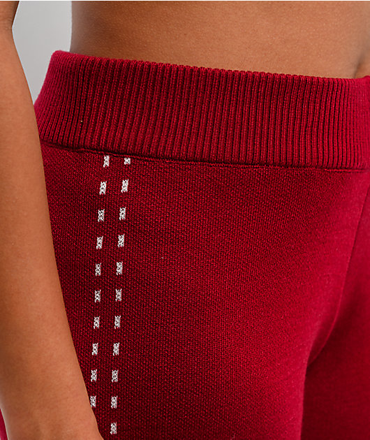 True Religion Jacquard Rhubarb Red Wide Leg Sweatpants