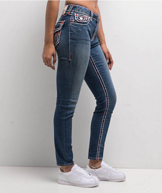True Religion Jennie Super T Curvy Wave Lily Mid Rise Skinny Jeans