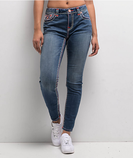 True Religion Jennie Super T Curvy Wave Lily Mid Rise Skinny Jeans