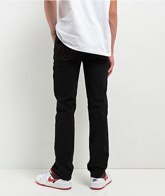 True Religion Kids Ricky Black & Red Relaxed Straight Leg Jeans