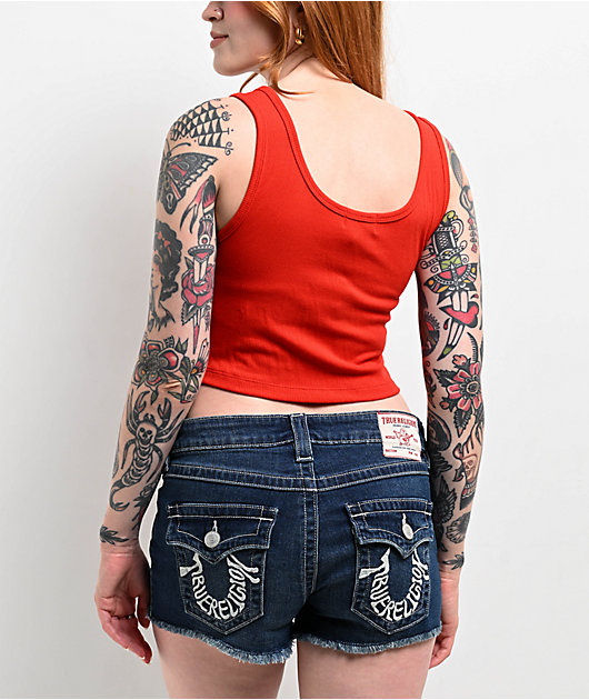 True Religion Logo Fiery Red Crop Tank Top | Zumiez