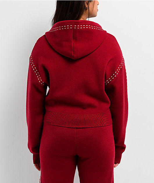 True Religion Logo Rhubarb Red Hooded Sweater