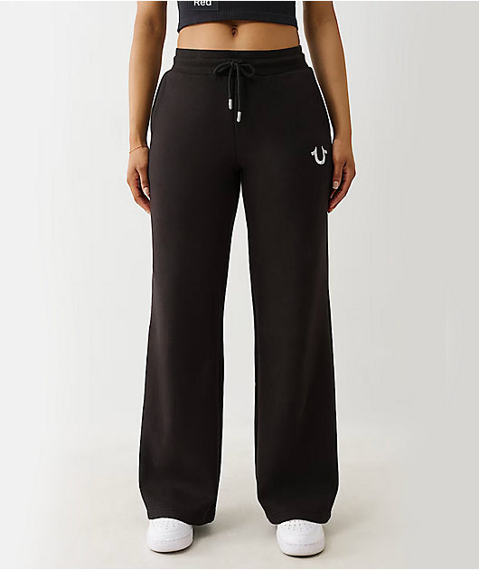 True Religion Lurex Buddha Black Straight Leg Sweatpants | Zumiez