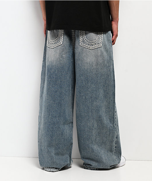 True Religion Mikey Super QT Flap Gridiron Blue Wash Ultra Wide