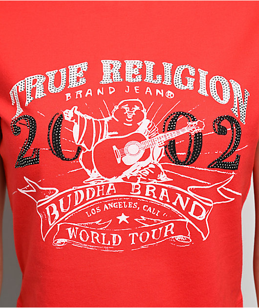 True Religion OG Crystal Buddha Red Crop T-Shirt | Zumiez