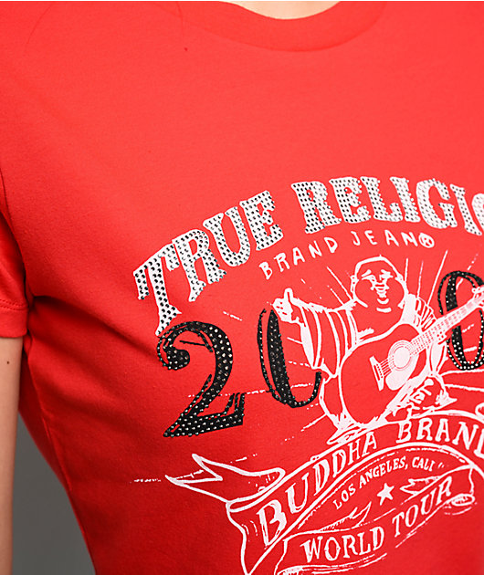 True Religion OG Crystal Buddha Red Crop T-Shirt | Zumiez