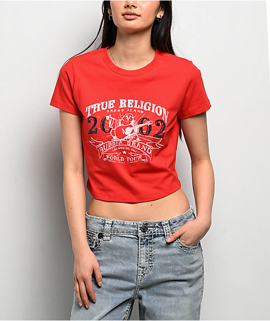 ★KIRSH★ Kirsh X True Religion Crop Slim Tee Red Designer fashion, Seoul-fully created | W Concept