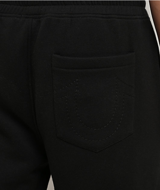 True Religion Old English Patch Black Boxy Zip Hoodie