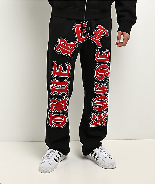 True Religion Old English Patch Black Boxy Zip Hoodie