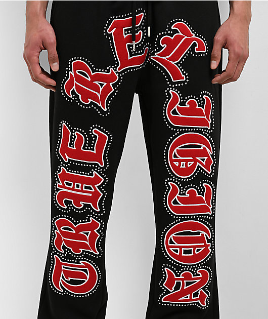 True Religion Old English Patch Black Sweatpants
