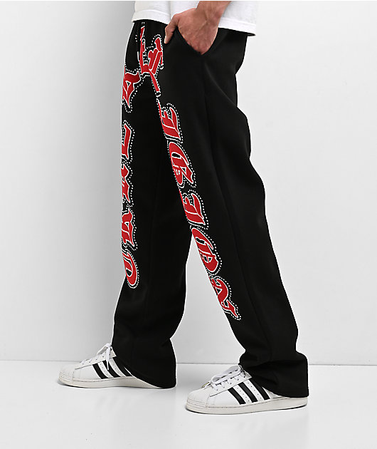 True Religion Old English Patch Black Sweatpants