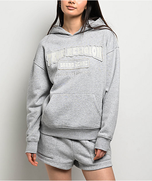 True Religion Patched Boyfriend Grey Hoodie Zumiez