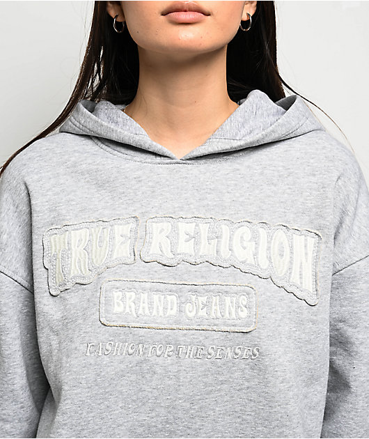 True Religion Patched Boyfriend Grey Hoodie