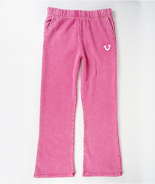 True Religion Pink Wash Foldover Straight Leg Sweatpants