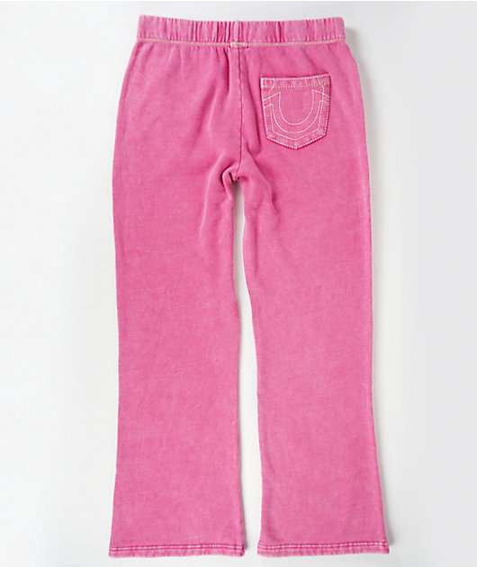 True Religion Pink Wash Foldover Straight Leg Sweatpants